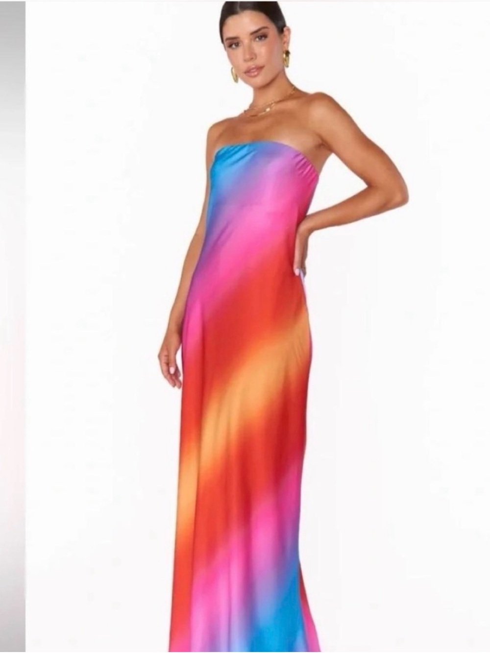Show Me Your MuMu Rainbow Ombre Strapless Maxi Dress